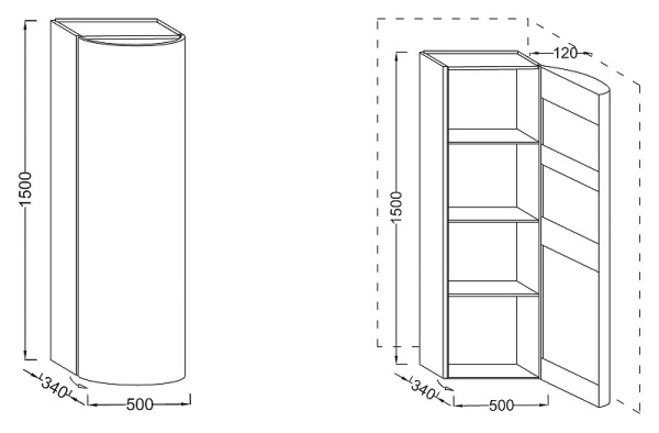 Пенал Jacob Delafon Presquile EB1115D-V13