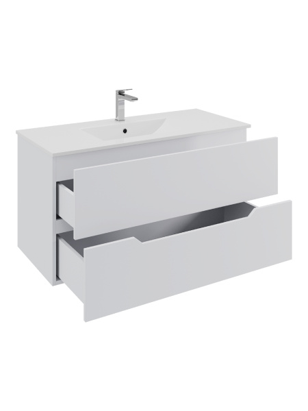 Тумба с раковиной подвесная Orange Line Li-100Tuw+Ra белый матовый