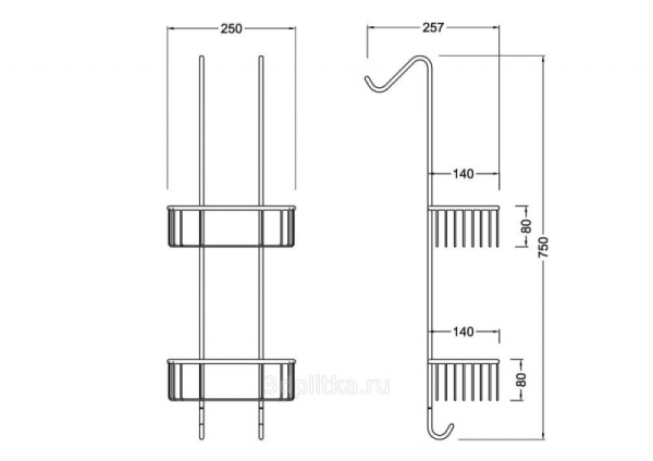 Полка двойная с крючками Timo Nelson 150084/00