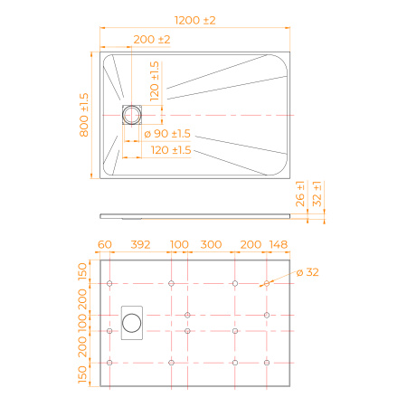 Душевой поддон (120х80) RGW TSS-W 553502812-01