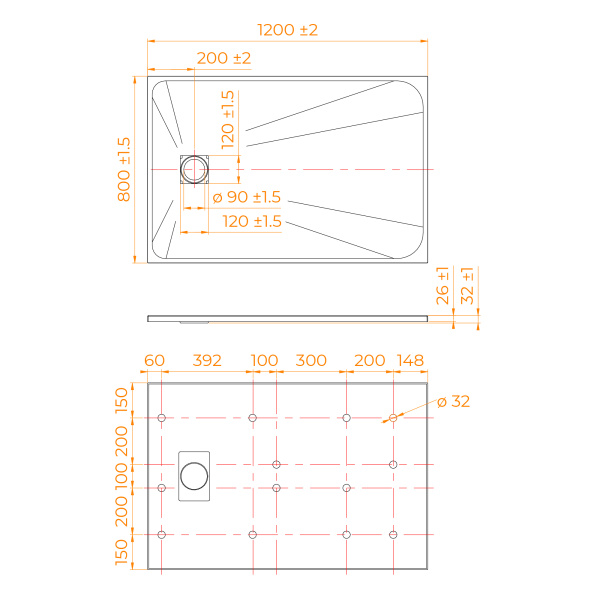 Душевой поддон (120х80) RGW TSS-W 553502812-01