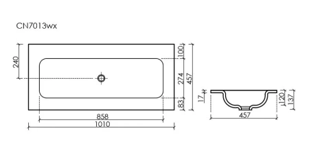 Раковина накладная (101х45,7) Ceramica Nova ELEMENT CN7013wx