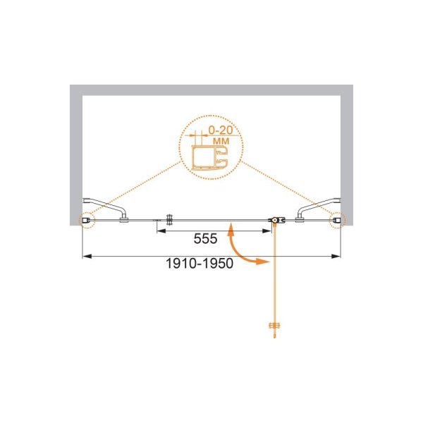 Душевая дверь (195х195) CEZARES ELENA ELENA-W-B-13-100+60/40-C-Cr