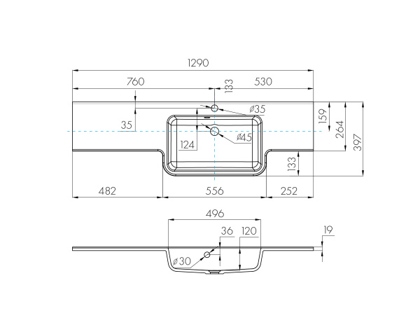Раковина Aquaton Hotel B 129 правая белая 1A709931PI01P