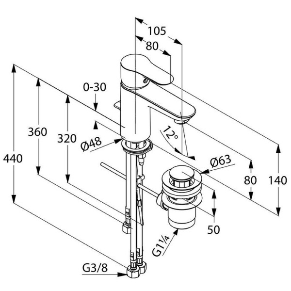 Смеситель для раковины Kludi Objekta 322340575