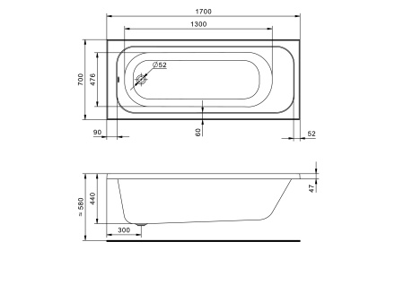 Акриловая ванна (170х70)  Santek Ламма   1WH501747