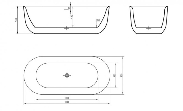 Акриловая ванна (180x80) BelBagno BB706-1800-800 Акриловая ванна (180x80) BelBagno BB706-1800-800