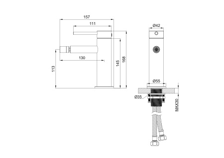 Смеситель для биде WONZON & WOGHAND STICK, брашированный никель WW-88339017-BN