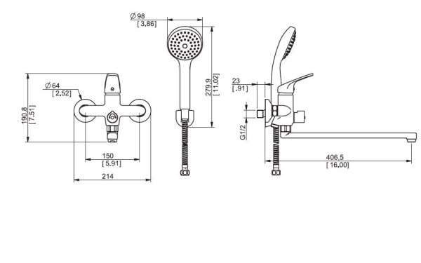 Смеситель для ванны ESKO PALERMO PE 31