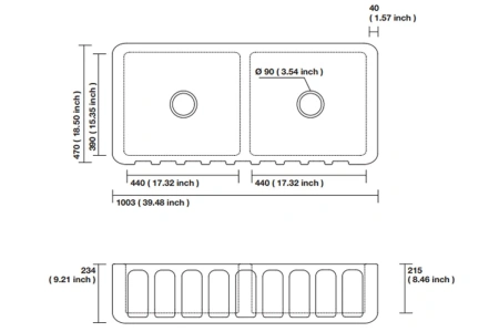 Кухонная мойка (100х47) Kerasan Hannah Surrey 545101 белая