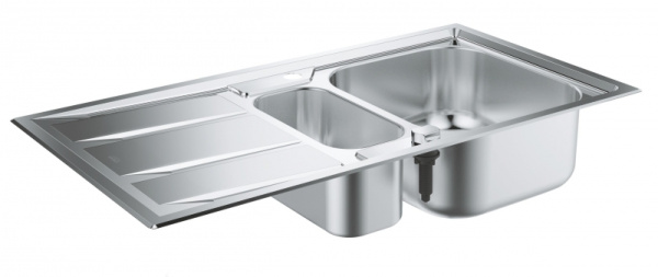 Кухонная мойка из нержавеющей стали с корзинчатым вентилем, оборачиваемая, 1,5 чаши, Grohe K400+ 31569 SD0 (31569SD0)