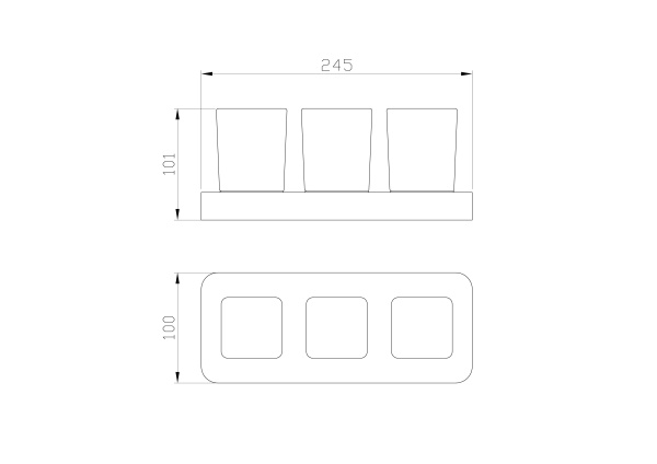 Три стакана для зубных щеток с держателем WONZON & WOGHAND LOTTE, хром WW-8338