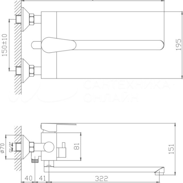 Смеситель для ванны Haiba HB22802 Смеситель для ванны Haiba HB22802