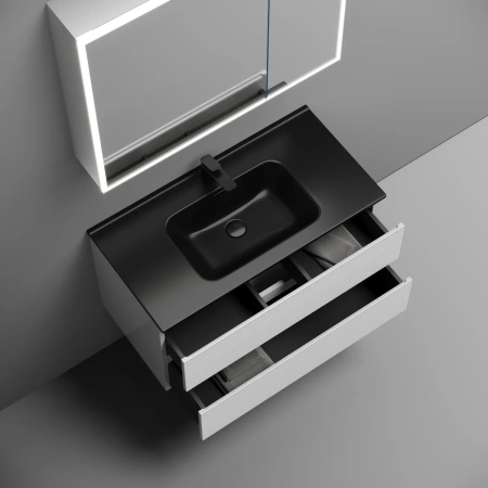 Тумба без раковины подвесная 90 см Sancos Folk FL90W белый матовый 