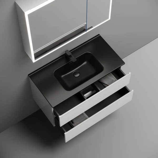 Тумба без раковины подвесная 90 см Sancos Folk FL90W белый матовый 