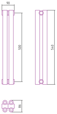 Полотенцесушитель Водяной Сунержа Эстет-00 (50х9) 2 секции Матовое Золото 032-0332-5002
