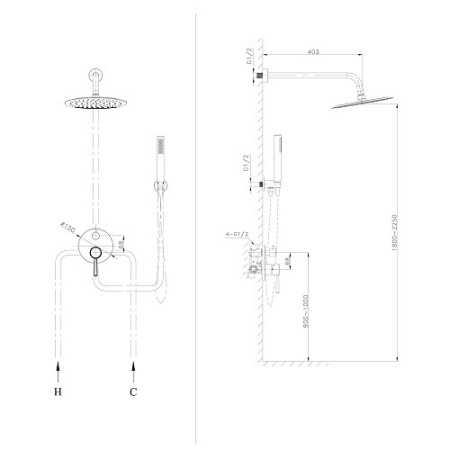 Душевая система Raiber Graceful RP-005 хром