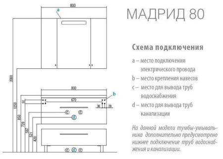 Тумба с раковиной Акватон Мадрид 80 М 1A1268K0MA950