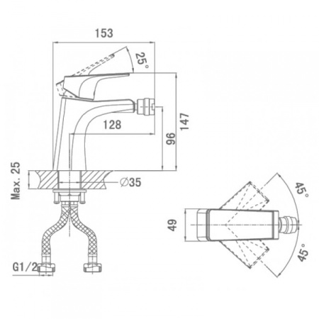 Смеситель для биде D&K Rhein Hertz (DA1292201)