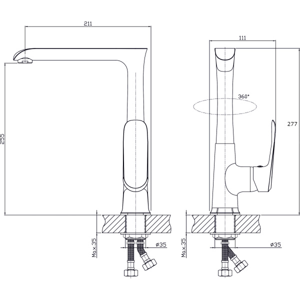 Смеситель для кухонной мойки  RUSH Gozo GZ3735-23 Смеситель для кухонной мойки  RUSH Gozo GZ3735-23