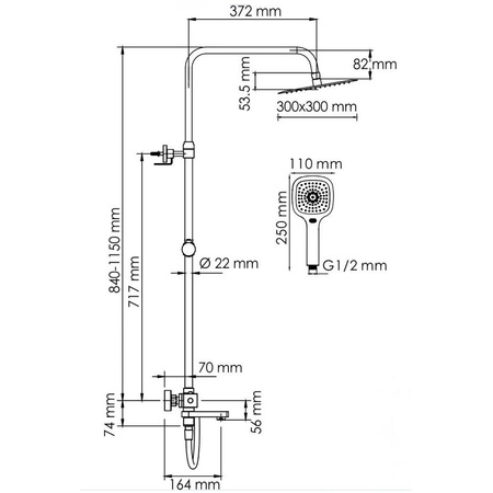 Душевая система WasserKraft SK19901CH