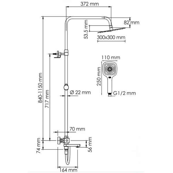Душевая система WasserKraft SK19901CH Душевая система WasserKraft SK19901CH
