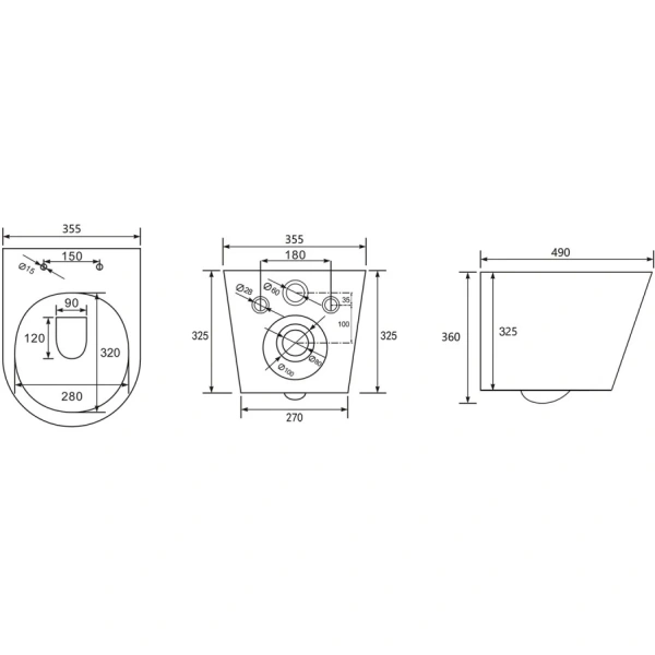 Унитаз ABBER Bequem AC1102TMG подвесной серый матовый, безободковый, смыв торнадо