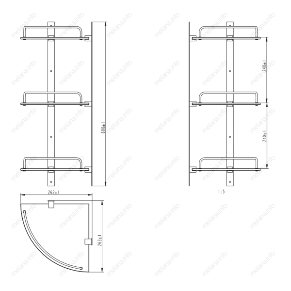 Полка стеклянная тройная Melana MLN-SY3006