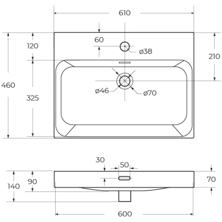 Раковина (61х46) BelBagno Marino BB-8078-60