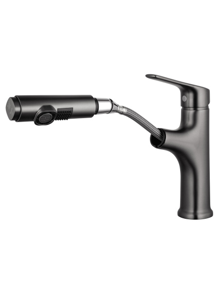 Смеситель для раковины с выдвижным изливом WONZON & WOGHAND, темный графит WW-AE4151-BGG