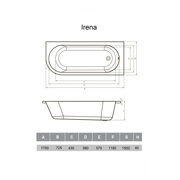 Акриловая ванна (170х72,5) Vayer Irena Гл000026132 правая Акриловая ванна (170х72,5) Vayer Irena Гл000026132 правая