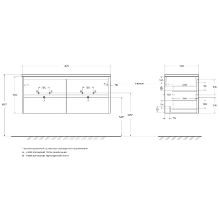 Тумба под раковину BelBagno Kraft 120 KRAFT-1200-4C-SO-2-RGB