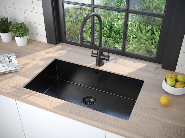 Кухонная мойка Paulmark  Valde PM217444-GM вороненая сталь
