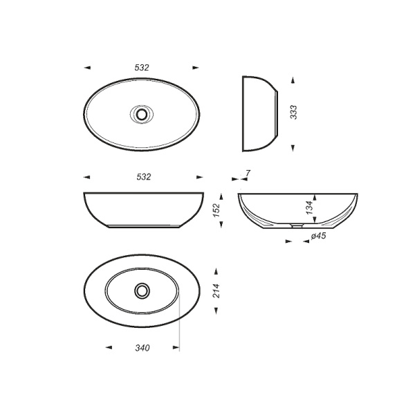 Раковина Sanita Luxe Ringo Slim (53х34)  RNGSLWB01S