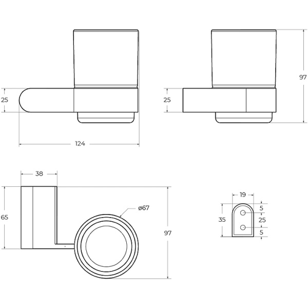 Стакан для зубных щеток  CEZARES STYLUS-TUMS-NOP
