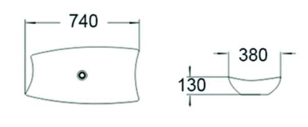 Раковина накладная (74х38) SantiLine SL-1029