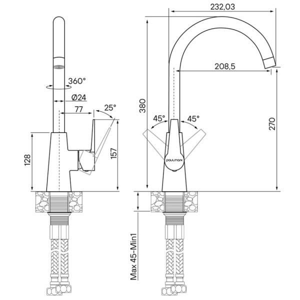 Смеситель для кухни Paulmark Holstein Ho212065-431 Смеситель для кухни Paulmark Holstein Ho212065-431