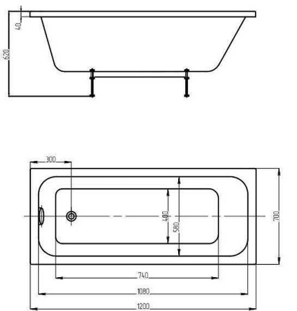 Акриловая ванна Aquatek Мия (120x70) MIY120-0000001