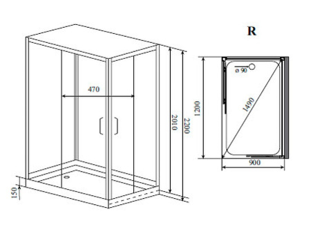 Душевая кабина (120х90) Timo Premium Helka H-515R