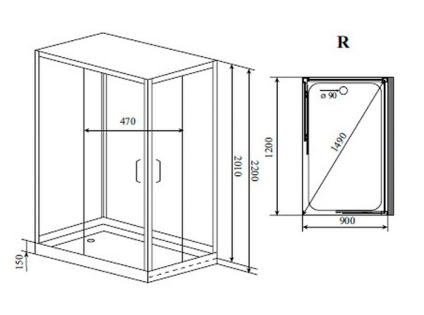 Душевая кабина (120х90) Timo Premium Helka H-515R