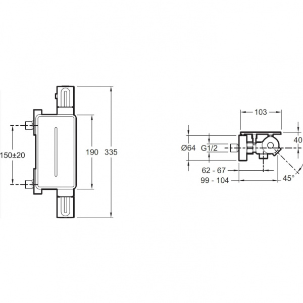 Смеситель термостатический для душа Jacob Delafon Metro E21768-CP