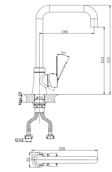 Смеситель для кухни RUSH Tenerife TE2835-23 Смеситель для кухни RUSH Tenerife TE2835-23
