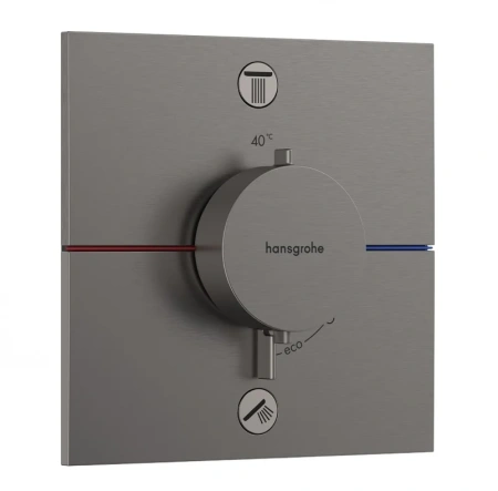 Термостат для душа на 2 потребителя Hansgrohe ShowerSelect Comfort E 15572340 шлифованный черный хром