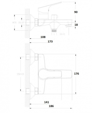 Смеситель для ванны Rossinka RS29 (RS29-31)