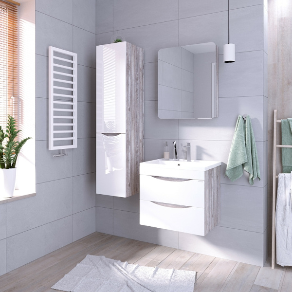 Тумба подвесная Grossman ТАЛИС-60 см 106010 бетон пайн/белый глянец