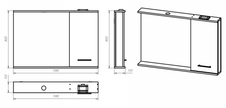 Зеркало-шкаф (118х80) Misty Респект 120 правый Э-Рес02120-1П
