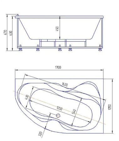 Акриловая ванна Aquatek Вега VEG170-0000083 (170x105) правая