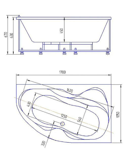 Акриловая ванна Aquatek Вега VEG170-0000083 (170x105) правая Акриловая ванна Aquatek Вега VEG170-0000083 (170x105) правая
