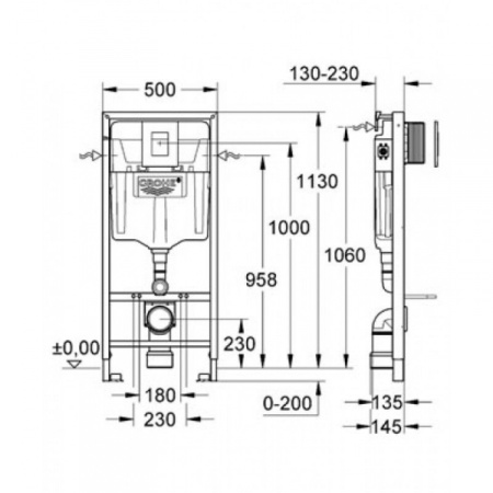 Комплект унитаз с инсталяцией 5-в-1 GROHE Solido 38950000 Комплект унитаз с инсталяцией 5-в-1 GROHE Solido 38950000