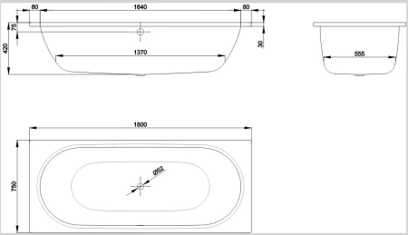 Стальная ванна (180х75) Bette Starlet 1430-000 PLUS с шумоизоляцией и антигрязевым покрытием